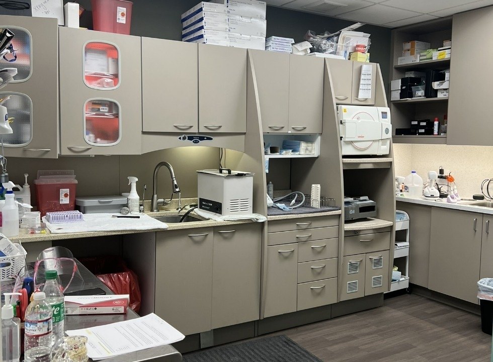 Sanitation and storage area in dental office